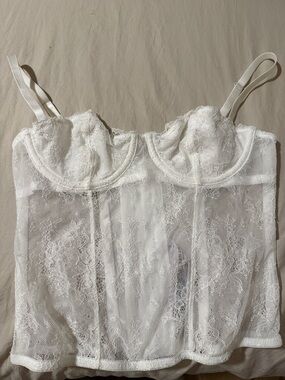 Urban Outfitters White Lace Bustier Bralette
